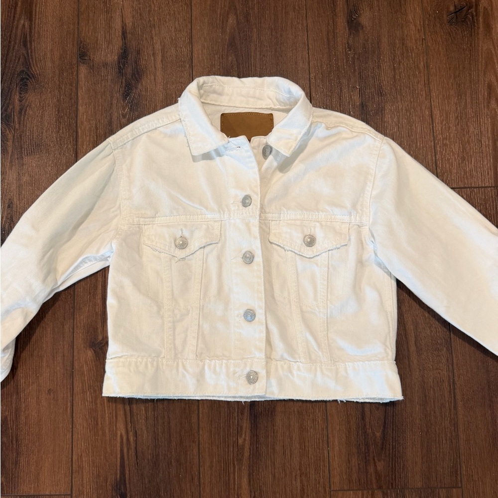 American Eagle Outfitters White Denim Jacket for Kids